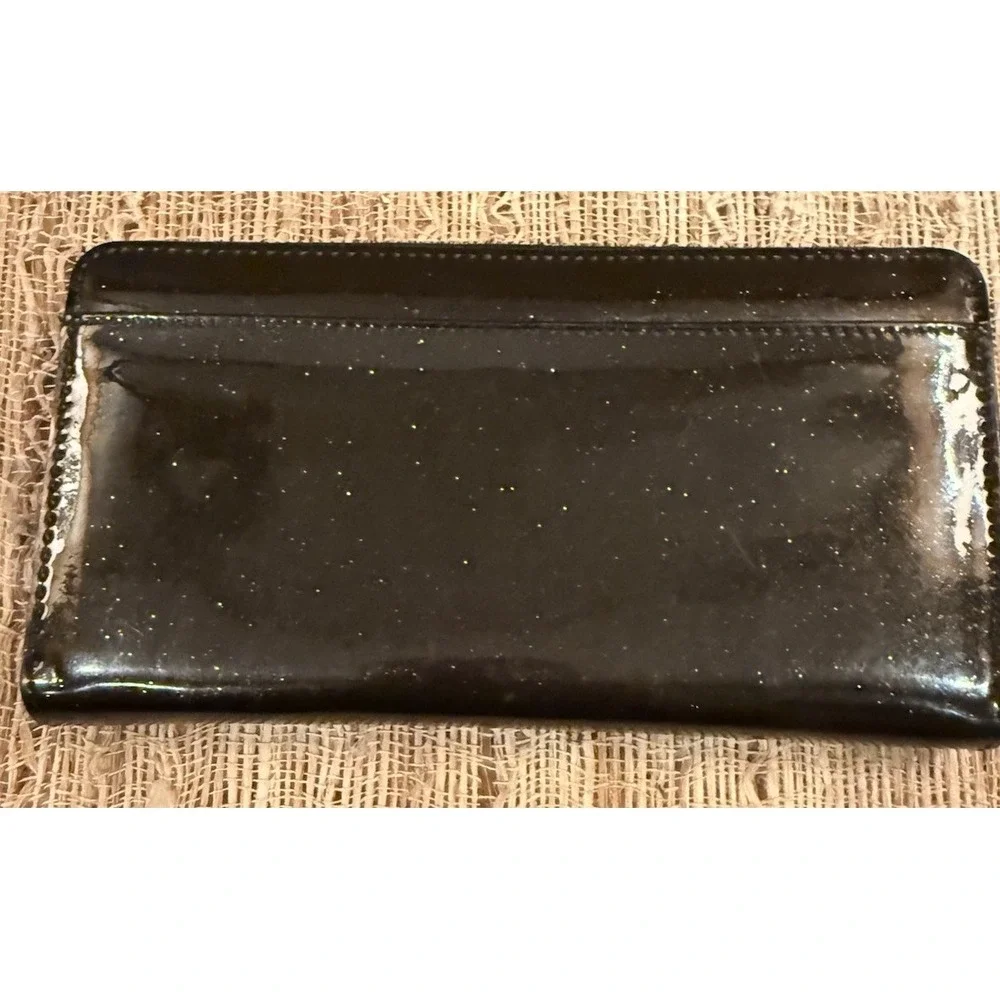 Kate Spade Stacy‎ Black starry Glitter Bug Zip Around Long Wallet Coated